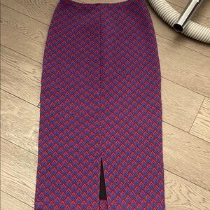 Stylish Blue and Red Patterned Skirt